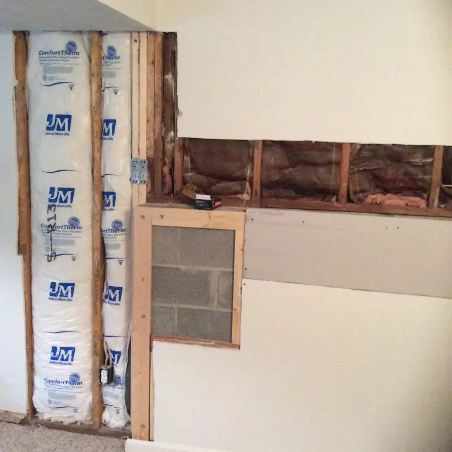 Wall insulation replacement during Basement Flood Cleanup in Fairfax